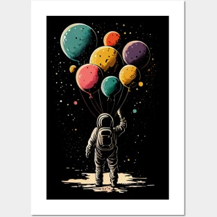 Astronaut Holding Planet Balloons Astrology Astronaut Suit Mars Space Travel Saturn Earth Stars Universe Astronomy Outer Space Neptune Balloons Venus Posters and Art